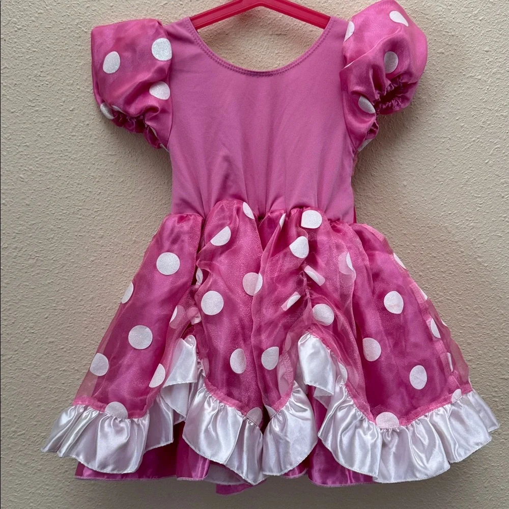 Disney Minnie Mouse Pink and White Polka Dot Costume Dress Size US 2